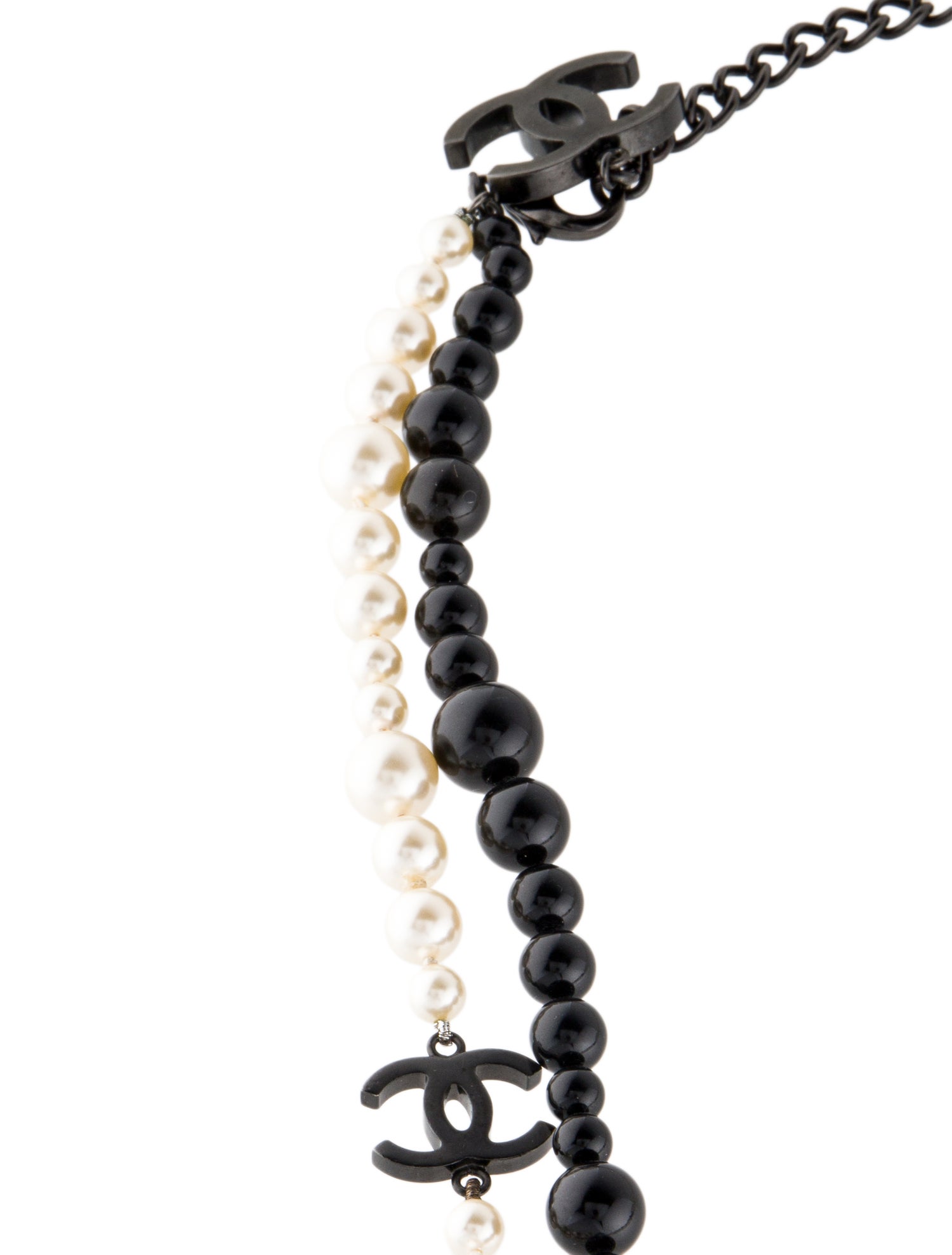 Chanel Faux Pearl CC Logo Multistrand Necklace